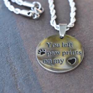 Necklace | Legacy | You Left Paw Prints On My Heart Stainless Steel Pendant and Chain